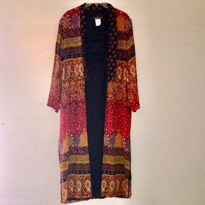 Carole Little Vintage Abstract Open Front Jacket Cardigan Kimono
